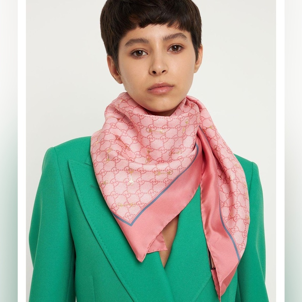 Gucci GG Pink Gold Horsebit Silk Scarf—MOTHERS DAY 🩵🩷